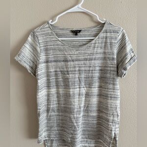 Massimo Dutti Cream Striped Top‎ with Rolled Sleeves size Small